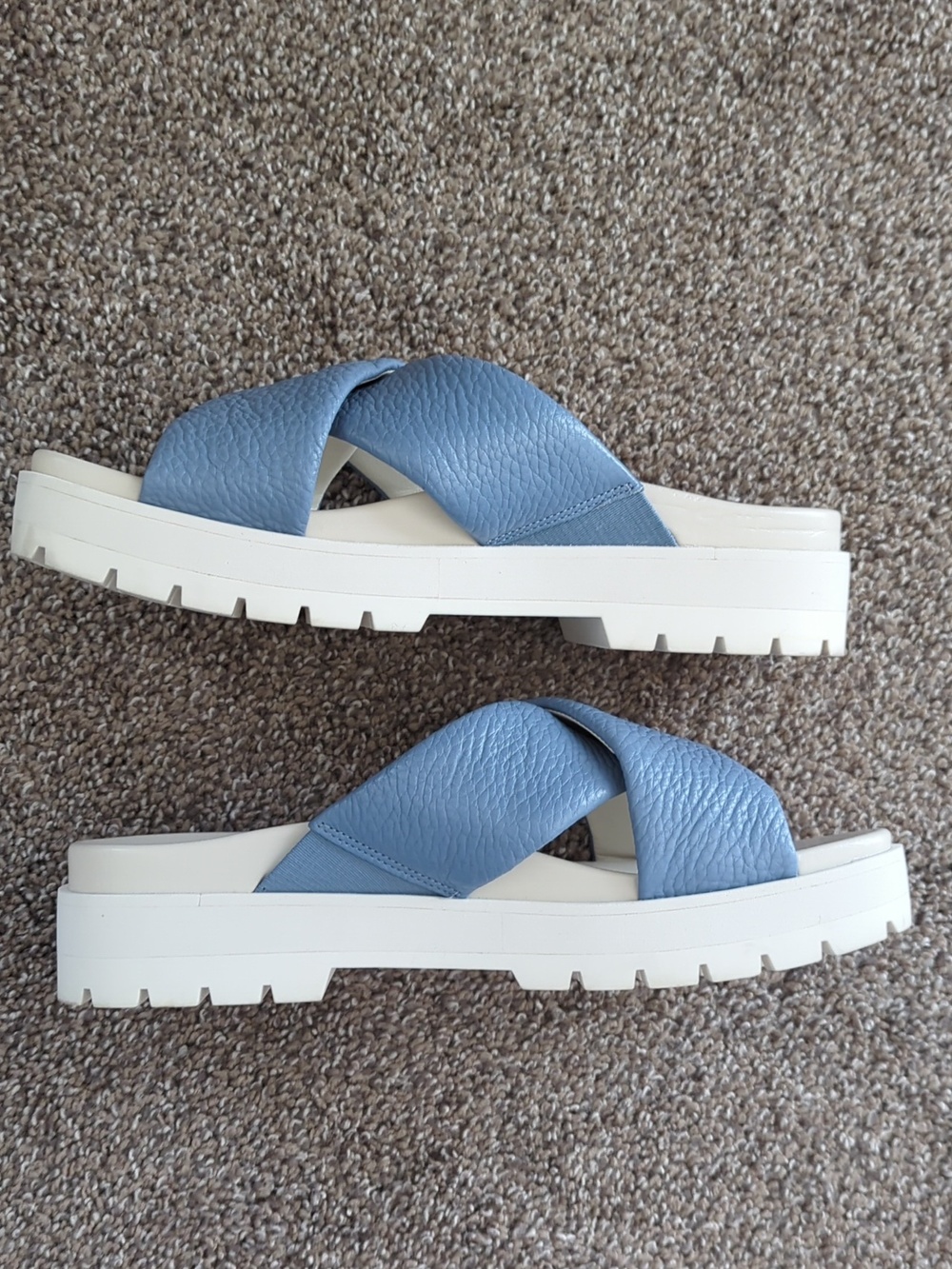 Vionic Blue Leather Vesta Comfort Slide Sandals - Picture 6 of 9